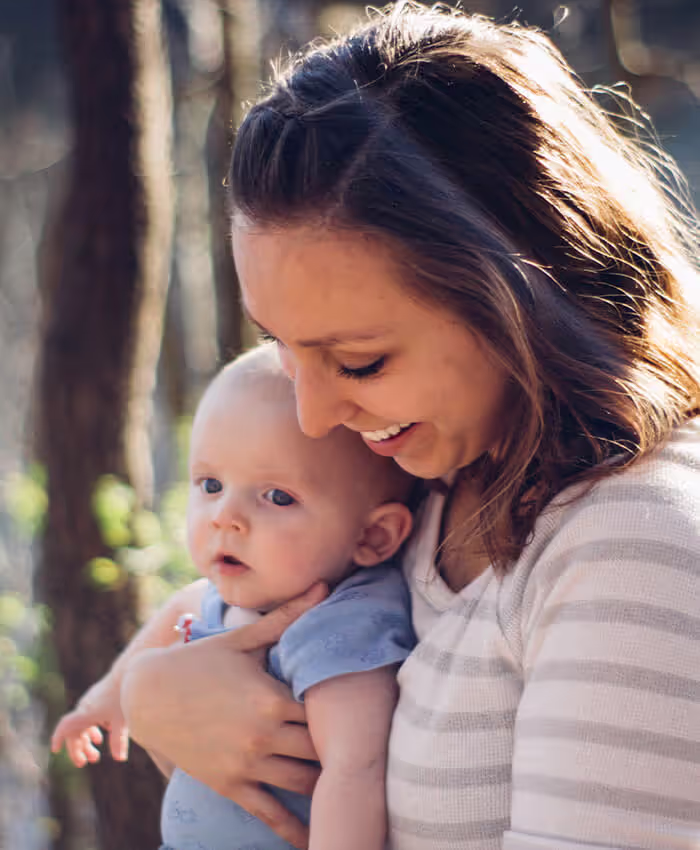a mother and child